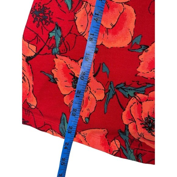 DENIM & COMPANY Women's XS Red Floral Stretch Fabric Top - Picture 7 of 10